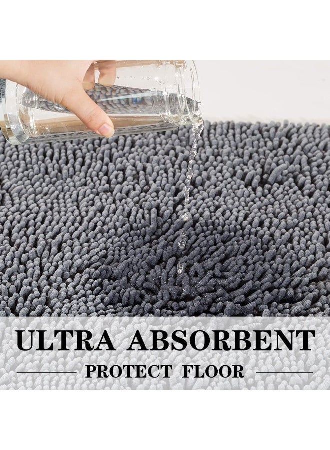 TYCOM Bathroom Rugs Bath Mat 50x80cm Non Slip Fluffy Soft Plush Microfiber Shower Carpet Rug Machine Washable Quick Dry Ultra Bath Mats for Tub Bathroom and Shower Grey. - Image 5
